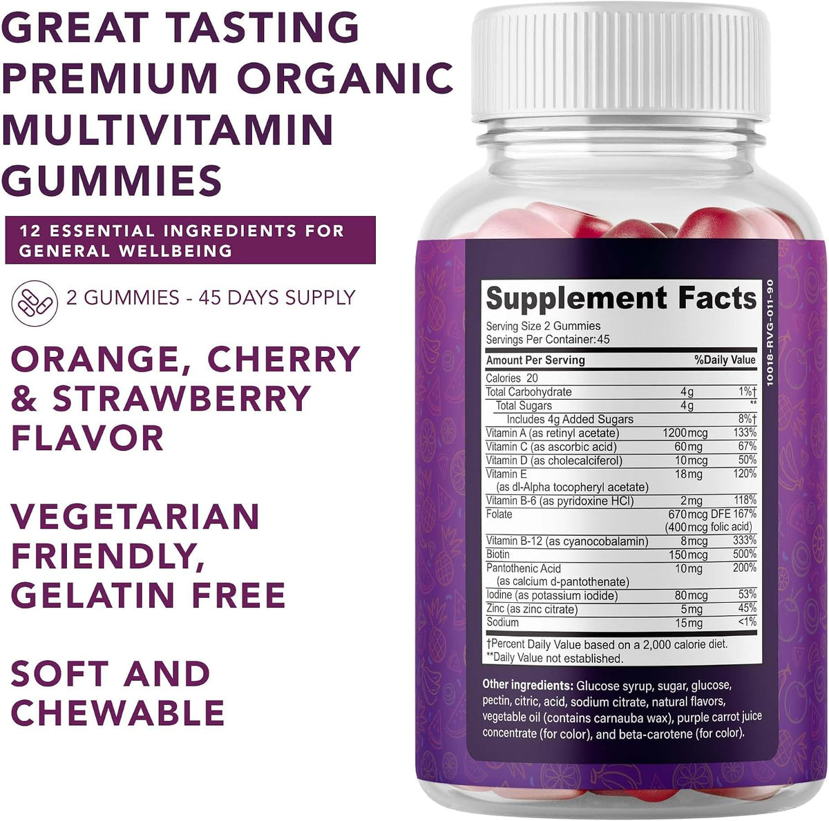 Complete Multivitamin Gummies for Adults – All-in-One Blend of Vitamin A B C D E Zinc and Biotin – Adult Vitamin Gummy for Energy Release and Immune Support – 90 Delicious Gluten-Free Vegetarian Gummies - görsel 2