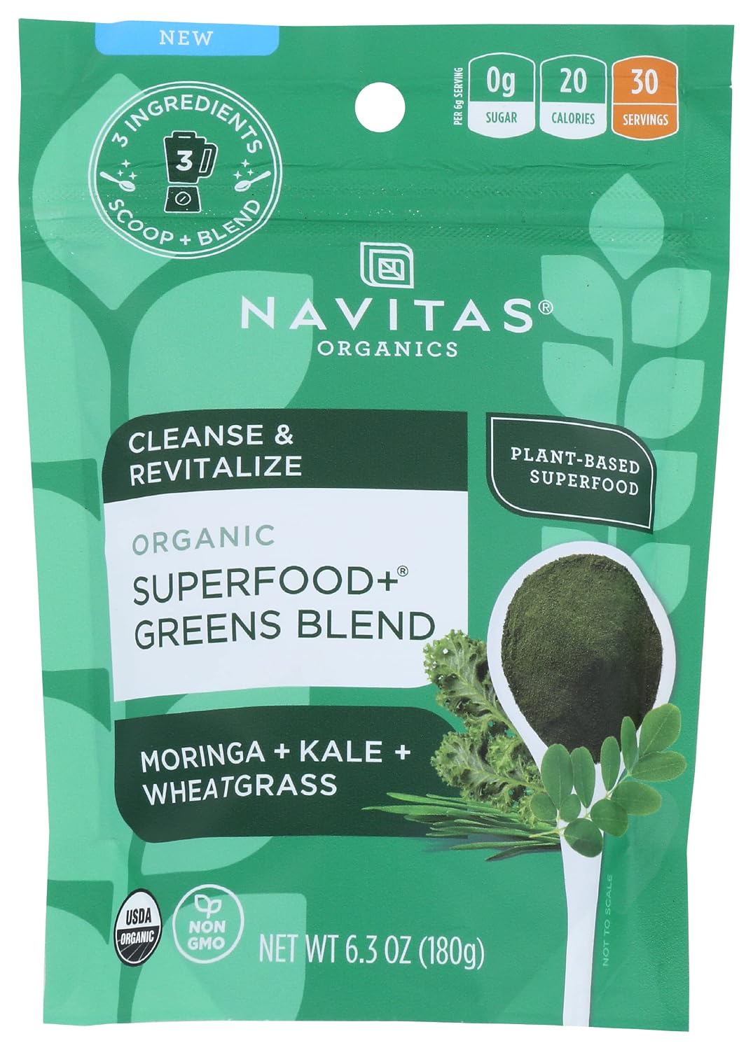 Navitas Organics Organic Superfood+ Greens Blend - Gluten-Free, Non-GM, 179 g - görsel 1