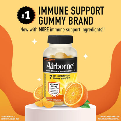 Airborne Immune Support Gummies, Zesty Orange, 63 Gummies