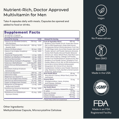 Whole Food Multivitamin for Men – 120 Vegetarian Capsules