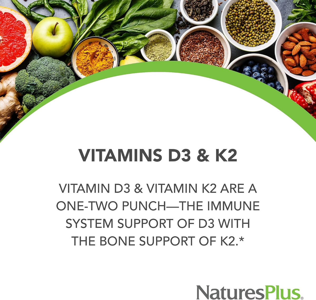 NaturesPlus Vitamin D3 and K2 – 90 Tablets - görsel 2