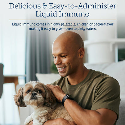 Rx Vitamins Liquid Immuno - L-Lysine, Reishi Mushroom & Lutein for Cats and Dogs - Bacon Flavoured Liquid Supplement (60 ml)