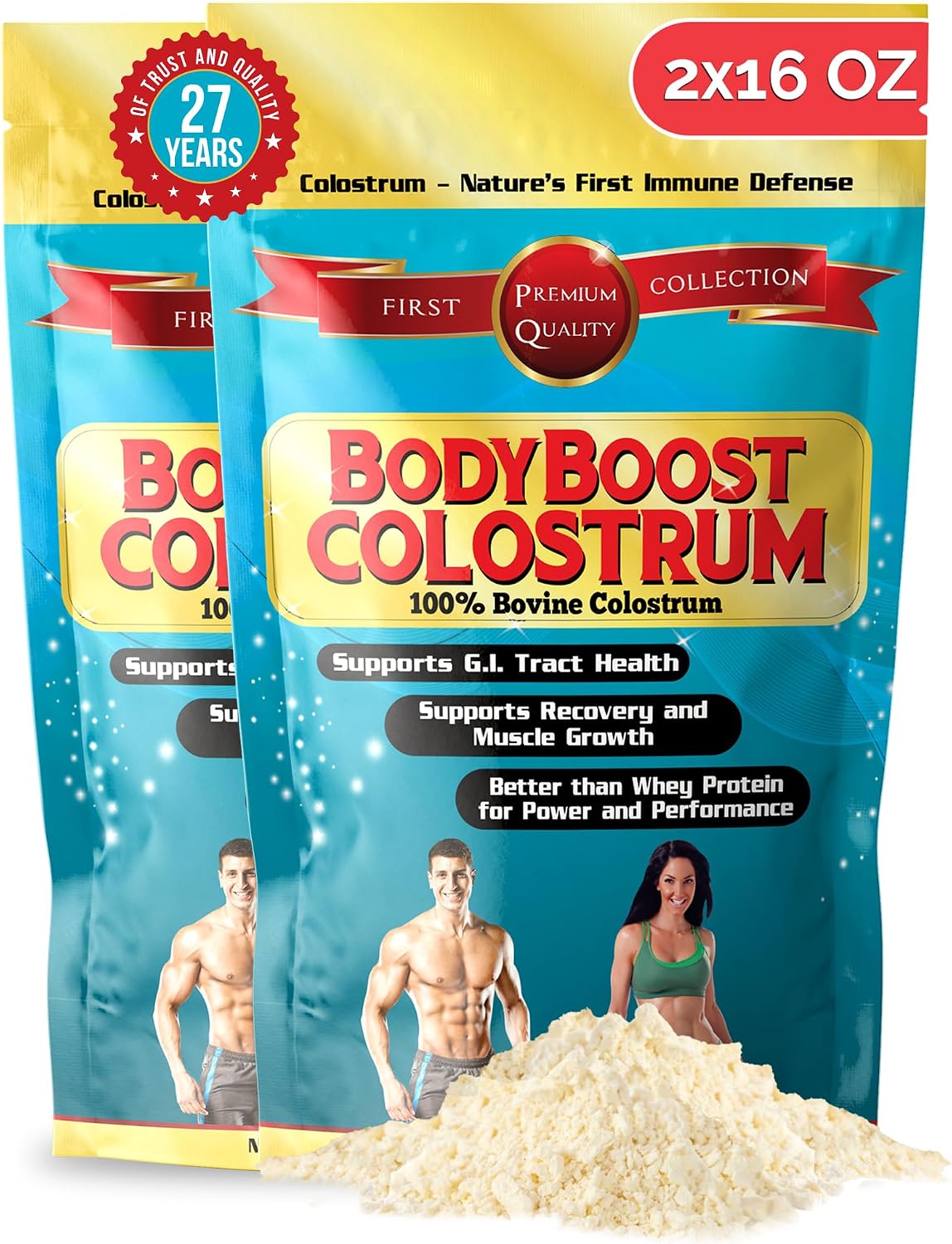 BodyBoost Colostrum Whole, 100% Bovine Colostrum Powder, Grass-Fed, Non-GM, 2x454g - görsel 1