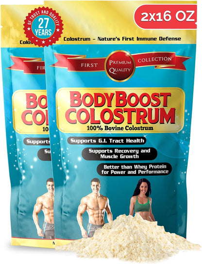 BodyBoost Colostrum Whole, 100% Bovine Colostrum Powder, Grass-Fed, Non-GM, 2x454g