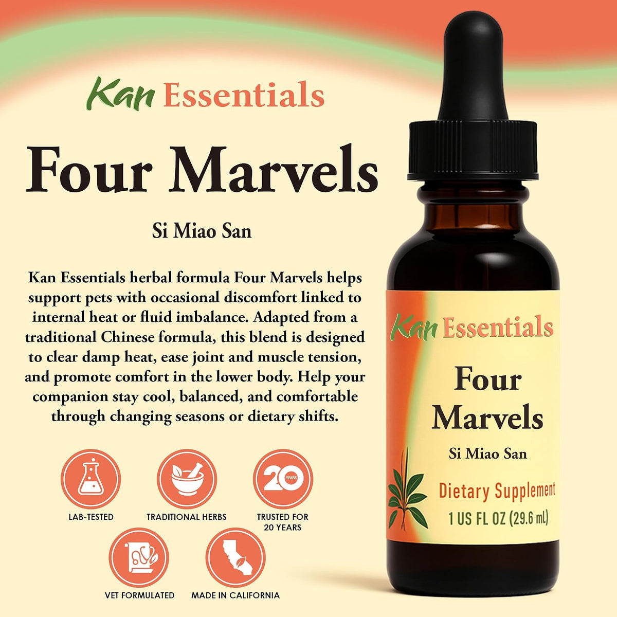 Kan Herb Company Four Marvels – Traditional Chinese Herbal Blend for Dogs and Cats, Liquid Supplement, 30 ml - görsel 2