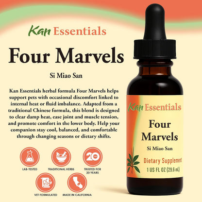 Kan Herb Company Four Marvels – Traditional Chinese Herbal Blend for Dogs and Cats, Liquid Supplement, 30 ml