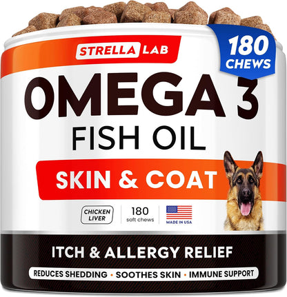 StrellaLab Fish Oil Omega-3 Chews for Dogs (180 Chews)