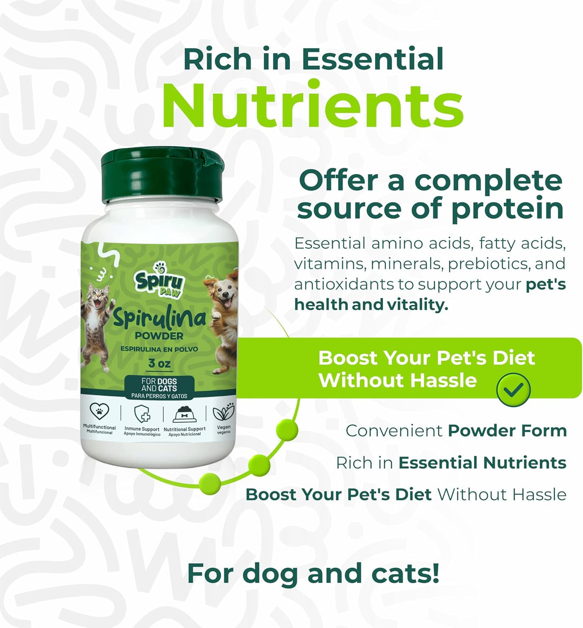 SPIRU PAW Spirulina Powder for Dogs & Cats - Plant-Based Microalgae Food Topper, 3 oz - görsel 3