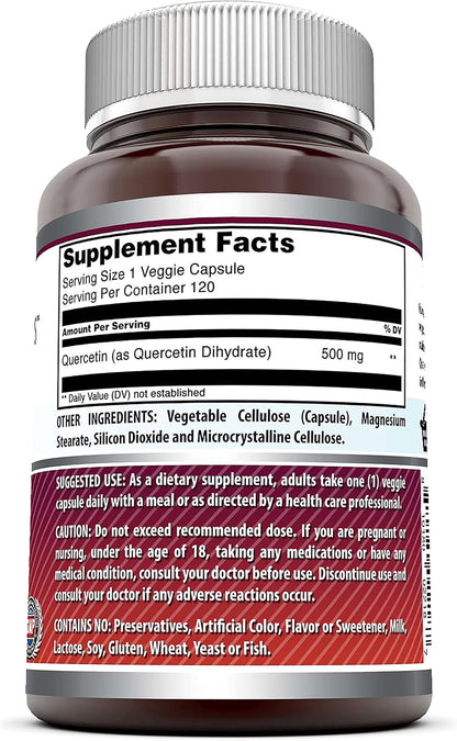 Amazing Formulae Quercetin 500mg, 120 Vegetable Capsules