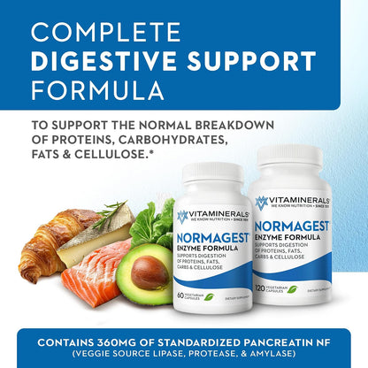 Vitaminerals 61 Normagest - Digestion Support Formula for Protein, Fats & Carbs, Veggie Caps (60 Capsules)