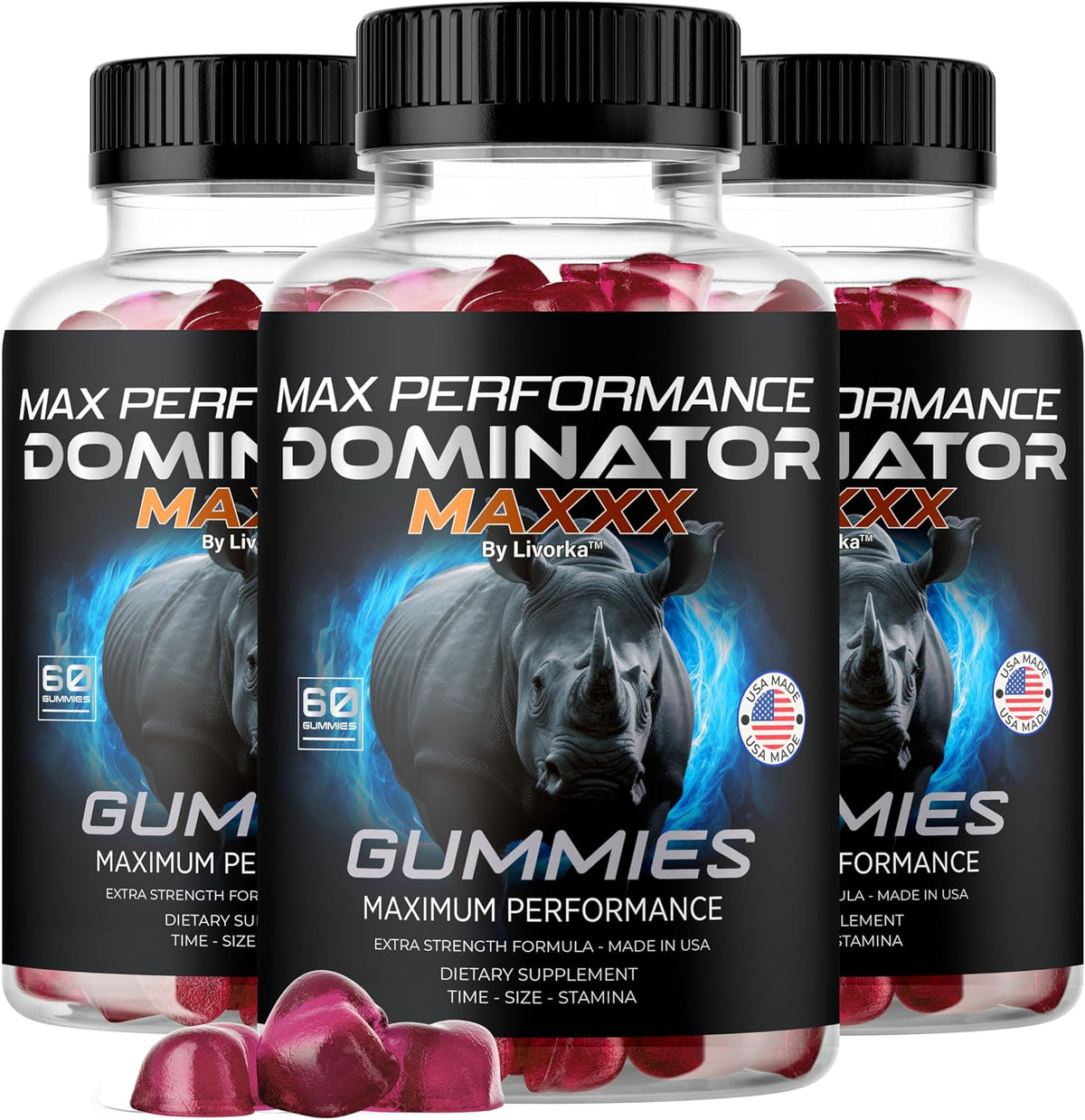 Dominator Maxxx Gummies for Men – 3‑Pack (180 Gummies) - görsel 1