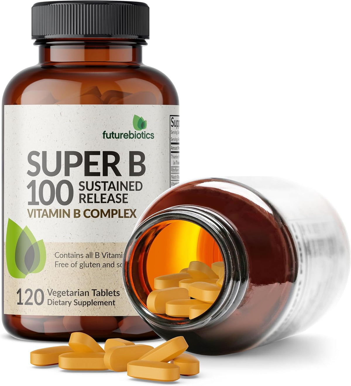 Futurebiotics Super B 100 Sustained Release Vitamin B Complex Non-GMO, 120 Vegetarian Tablets - görsel 5