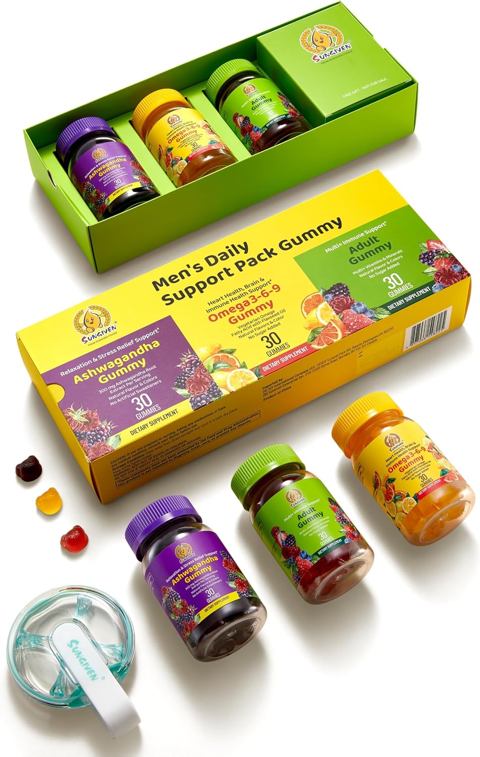 SUNGIVEN Women's Multivitamin Gummy Pack – 3-Step Support for Hair & Skin with KSM-66 Ashwagandha, Berry Flavour, 90 Gummies (15-Day Supply) - görsel 9