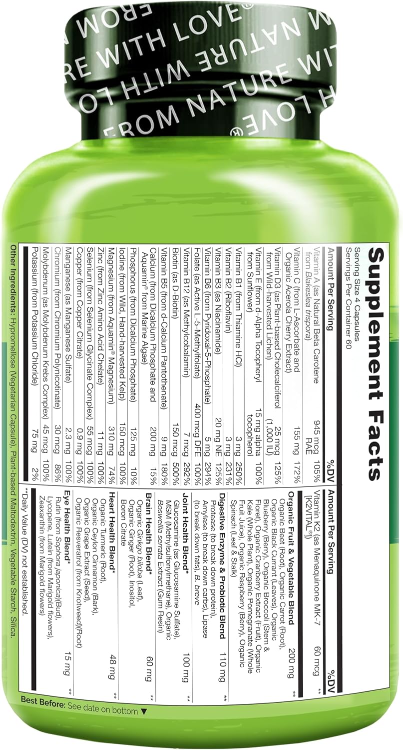NATURELO Whole Food Multivitamin for Women 50+ (Iron Free) – Vegan, Non-GMO, 240 Capsules - görsel 8