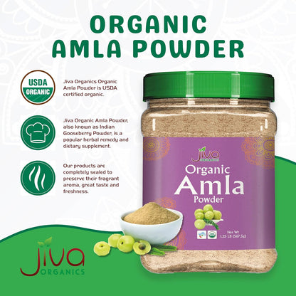 Jiva Organics Organic Amla Powder 567g - Pure, Non-GMO, Gluten-free, Raw Amalaki Powder from India