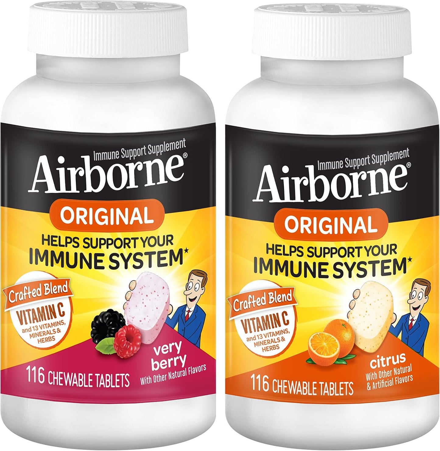 Airborne 750mg Vitamin C Immune Support Supplement Gummies for Adults, Zesty Orange Flavour, Gluten-Free Crafted Blend with Powerful Antioxidants Vitamins A C & E, 63 Gummies (2 Pack) - görsel 9