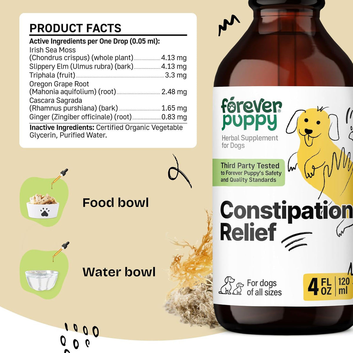Forever Puppy Constipation Relief for Dogs, 118 ml | Stool Ease Supplement, Sea Moss & Slippery Elm, Digestive Health Support, Fibre & Vitamins, All Breeds & Sizes - görsel 3