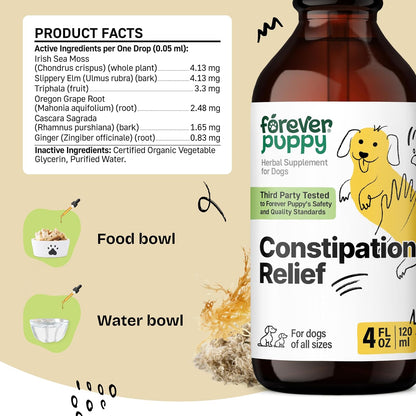 Forever Puppy Constipation Relief for Dogs, 118 ml | Stool Ease Supplement, Sea Moss & Slippery Elm, Digestive Health Support, Fibre & Vitamins, All Breeds & Sizes