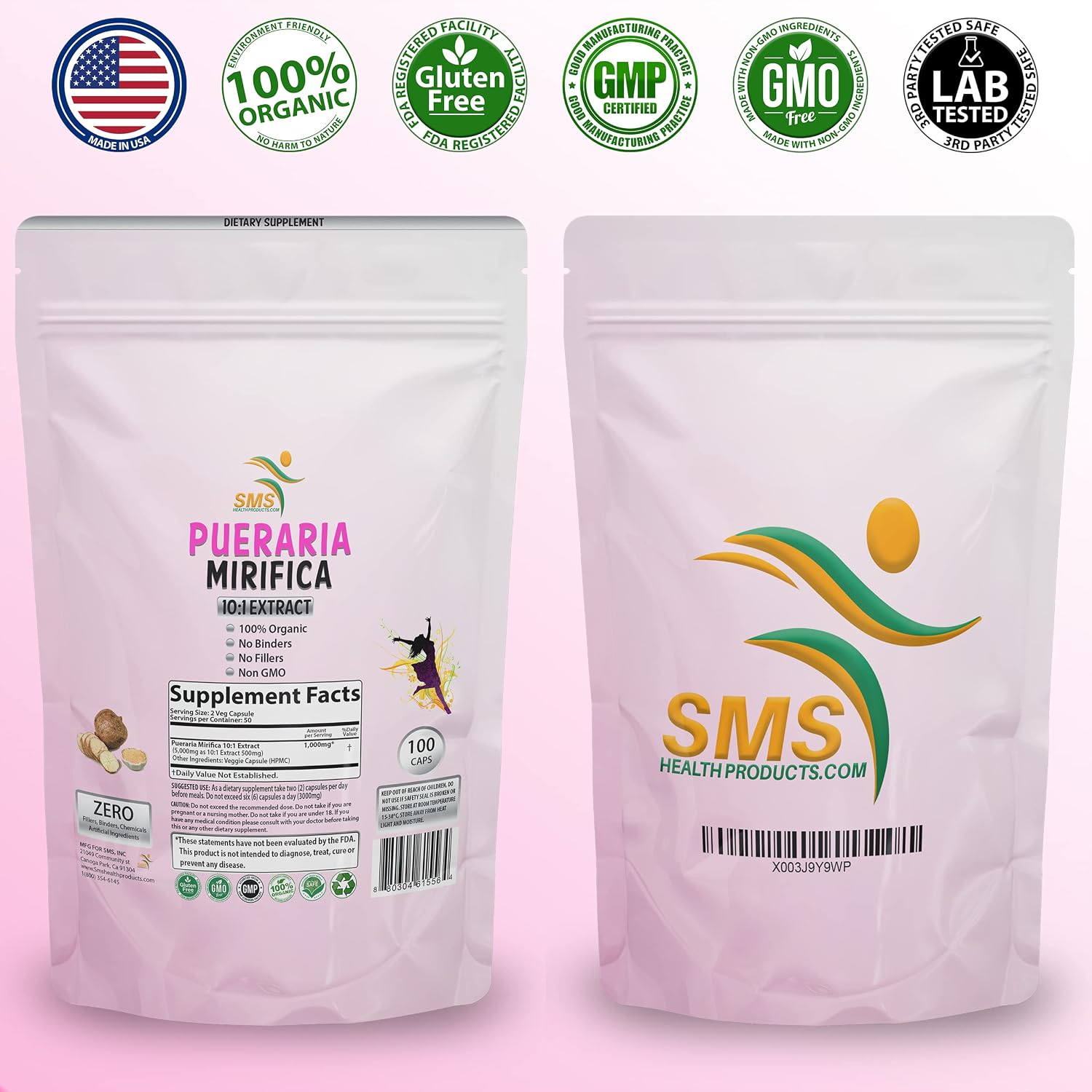 Pueraria Mirifica (Kwao Krua Kao) - 1,000mg Equivalent 10:1 Extract - 100 Veggie Capsules - görsel 2
