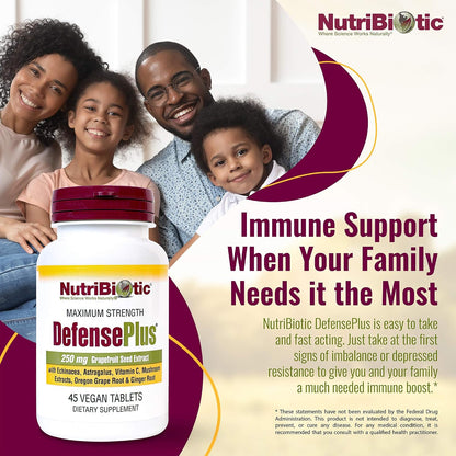 NutriBiotic DefencePlus – 11-in-1 Immune Support, 45 Tablets