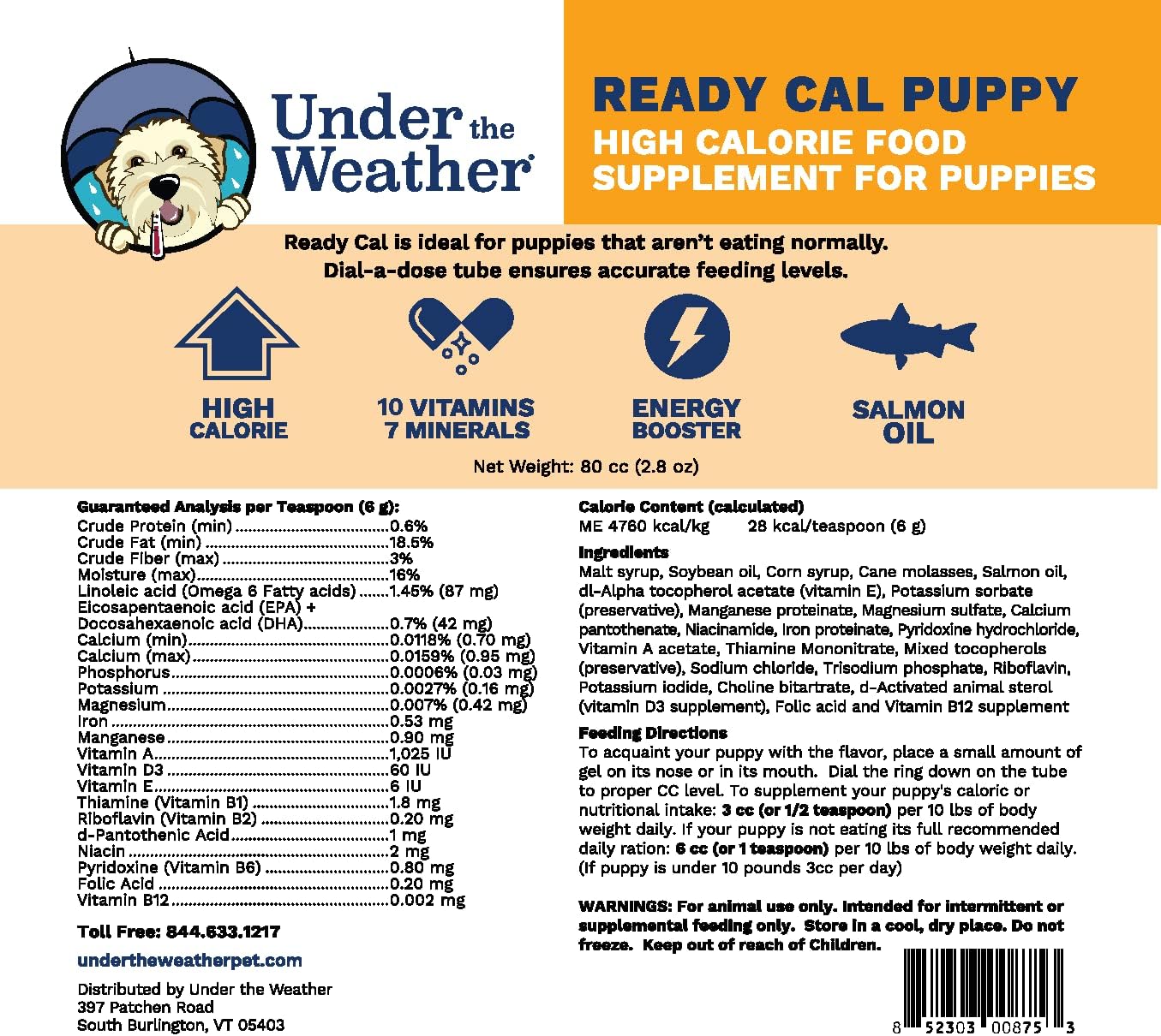 Under the Weather Pet Ready Cal for Puppies 80cc – High Calorie Nutritional Supplement - görsel 3