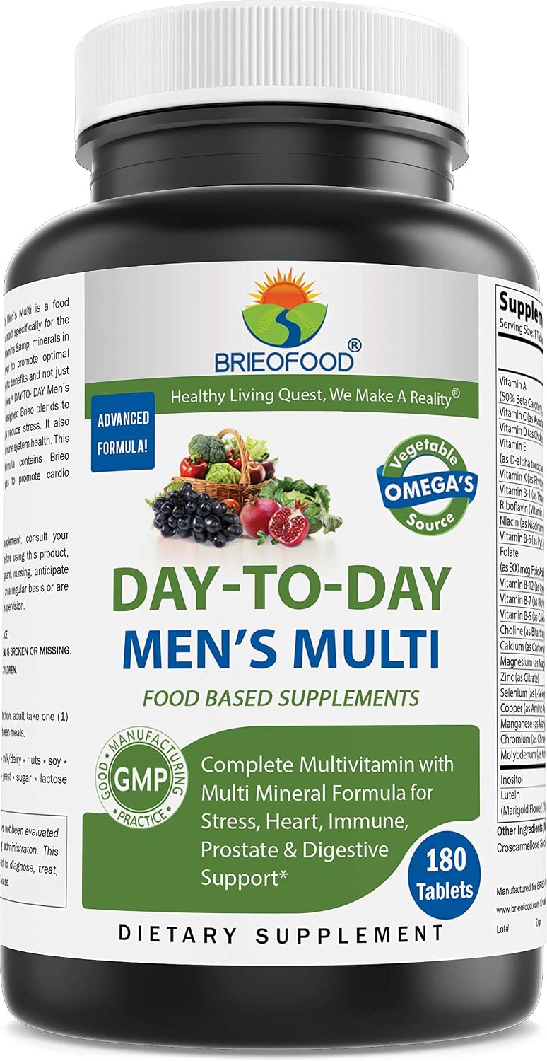 Brieofood Day-to-Day Men's Multi - Food-based Multivitamin with Vegetable Omegas, 180 Tablets - görsel 1