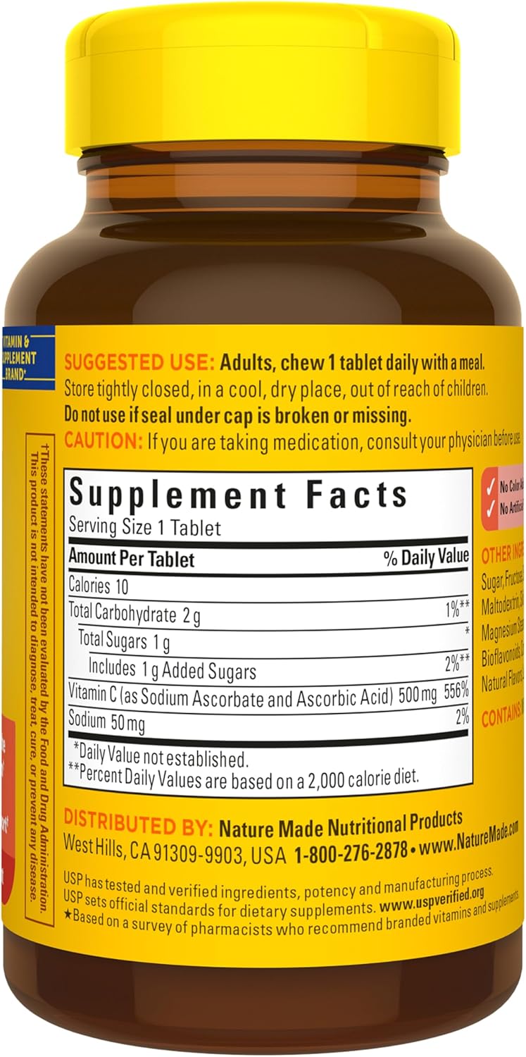 Nature Made Chewable Vitamin C 500 mg – 60 Tablets - görsel 9