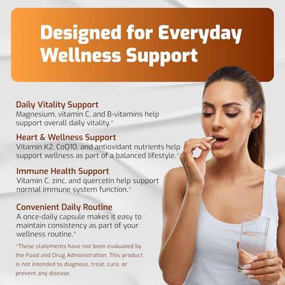 Vegatot Nattokinase Supplement, 10-in-1 Nattokinase Complex 6000 FU with Vitamin K2, CoQ10, Quercetin, Bromelain, and Niacin, Daily Enzyme and Wellness Support*, 150 Capsules, Non-GMO, Gluten-free
