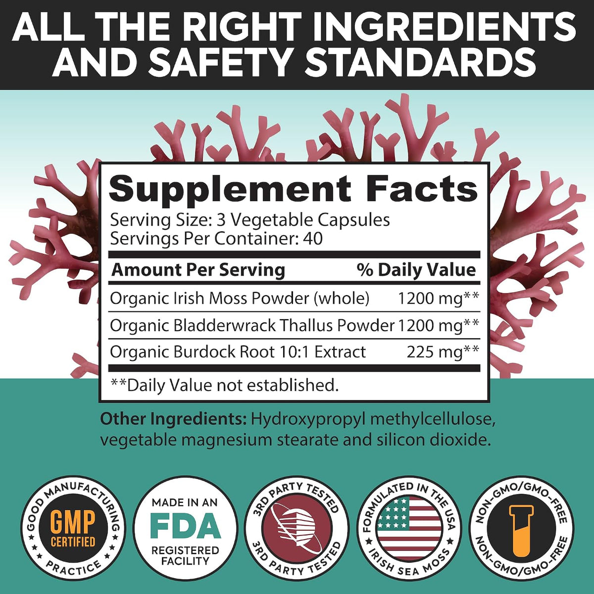 Dr. Martin's Irish Sea Moss Supplement 2625mg - 120 Capsules - görsel 9