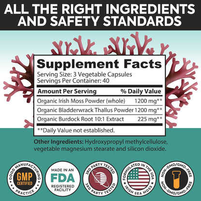 Dr. Martin's Irish Sea Moss Supplement 2625mg - 120 Capsules