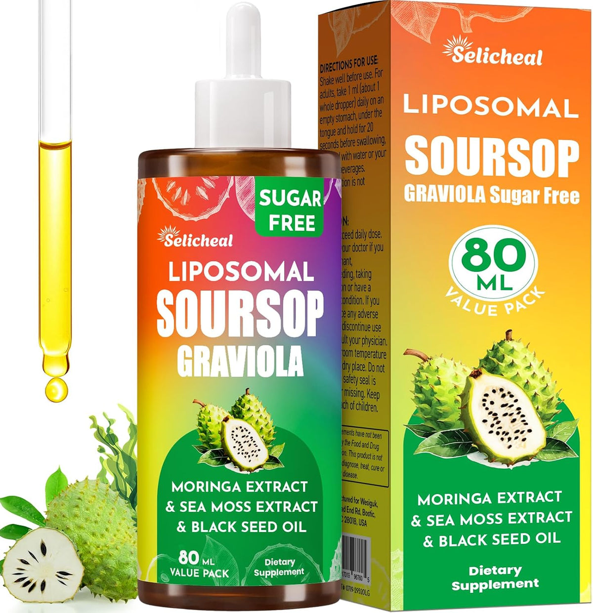 Soursop Bitters Liquid 880mg, Soursop Multivitamin Drops with Leaf Extract & Sea Moss, 166ml - görsel 9