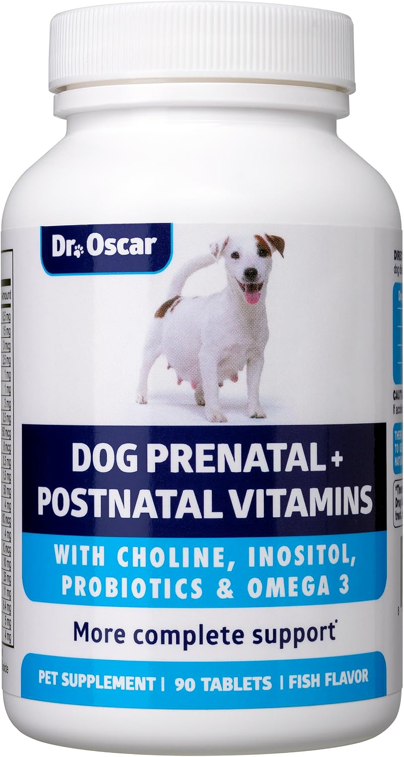 Dr. Oscar Dog Antenatal Vitamins - 2in1 Antenatal & Postnatal with Folic Acid, Omega 3, Probiotics, Choline & Inositol - 90 Tablets - görsel 1
