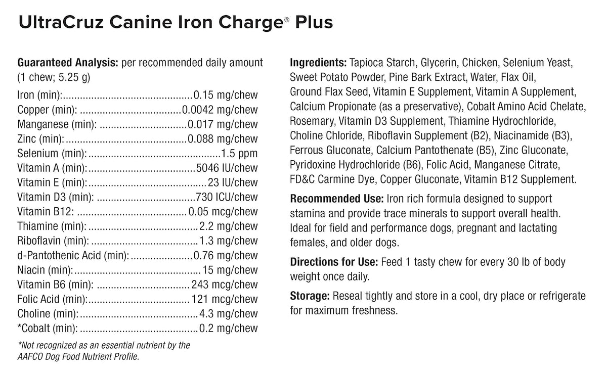 UltraCruz Canine Iron Charge Plus, 60 Tasty Chews - görsel 6