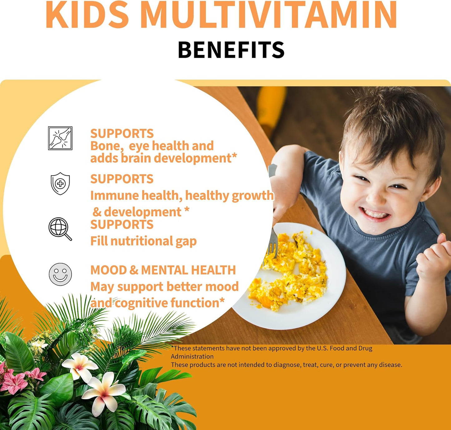 Kids Multivitamin Gummies with Magnesium & Probiotics - Vegan, Gelatin-Free, Halal, Orange & Strawberry Flavours, 90 Count - görsel 3