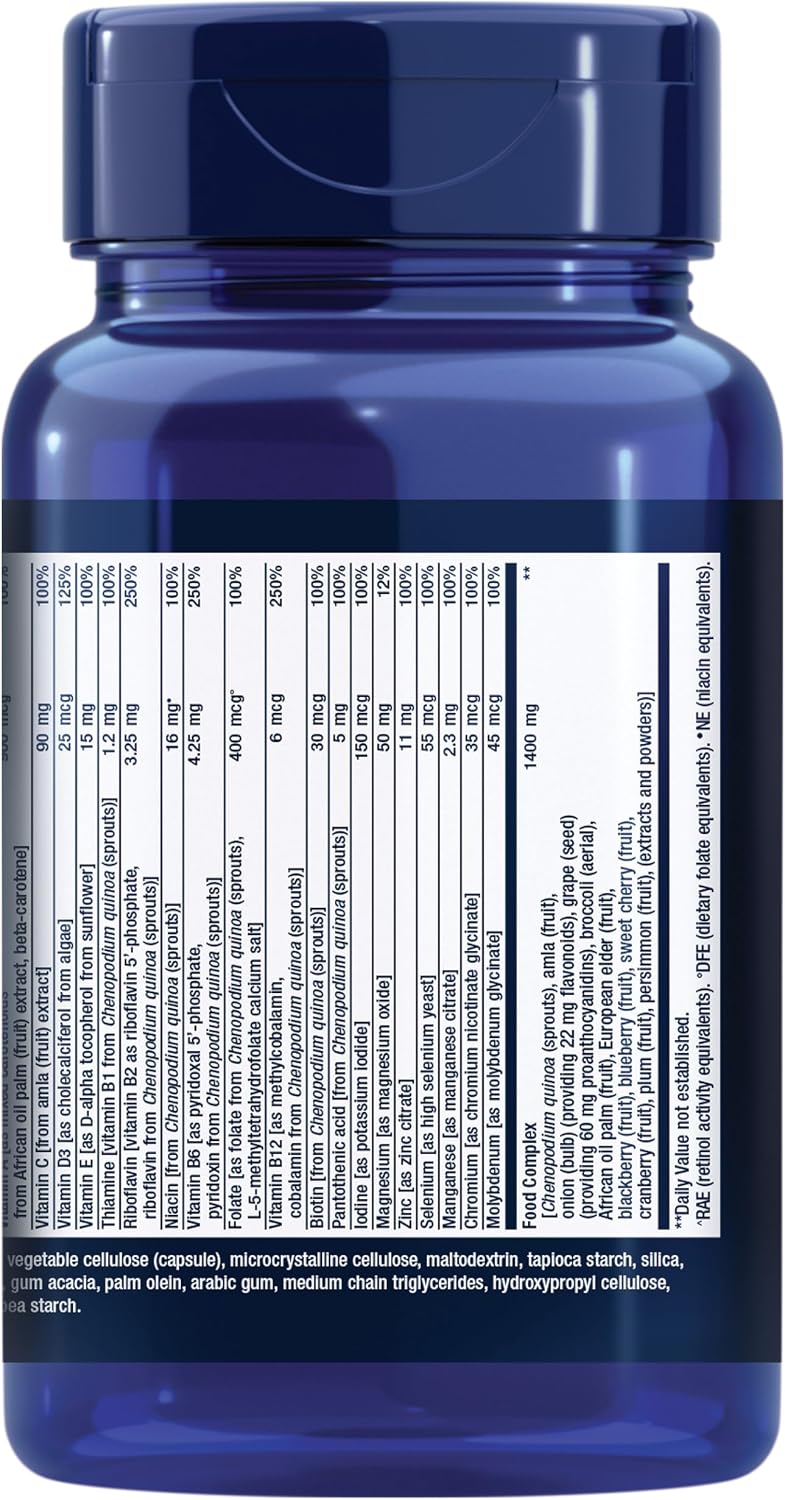 Life Extension Whole Food Multivitamin – Plant-Derived Vitamins A, B, C, D, E & Minerals – Non-GMO, Gluten-Free, Vegetarian – 90 Capsules - görsel 3
