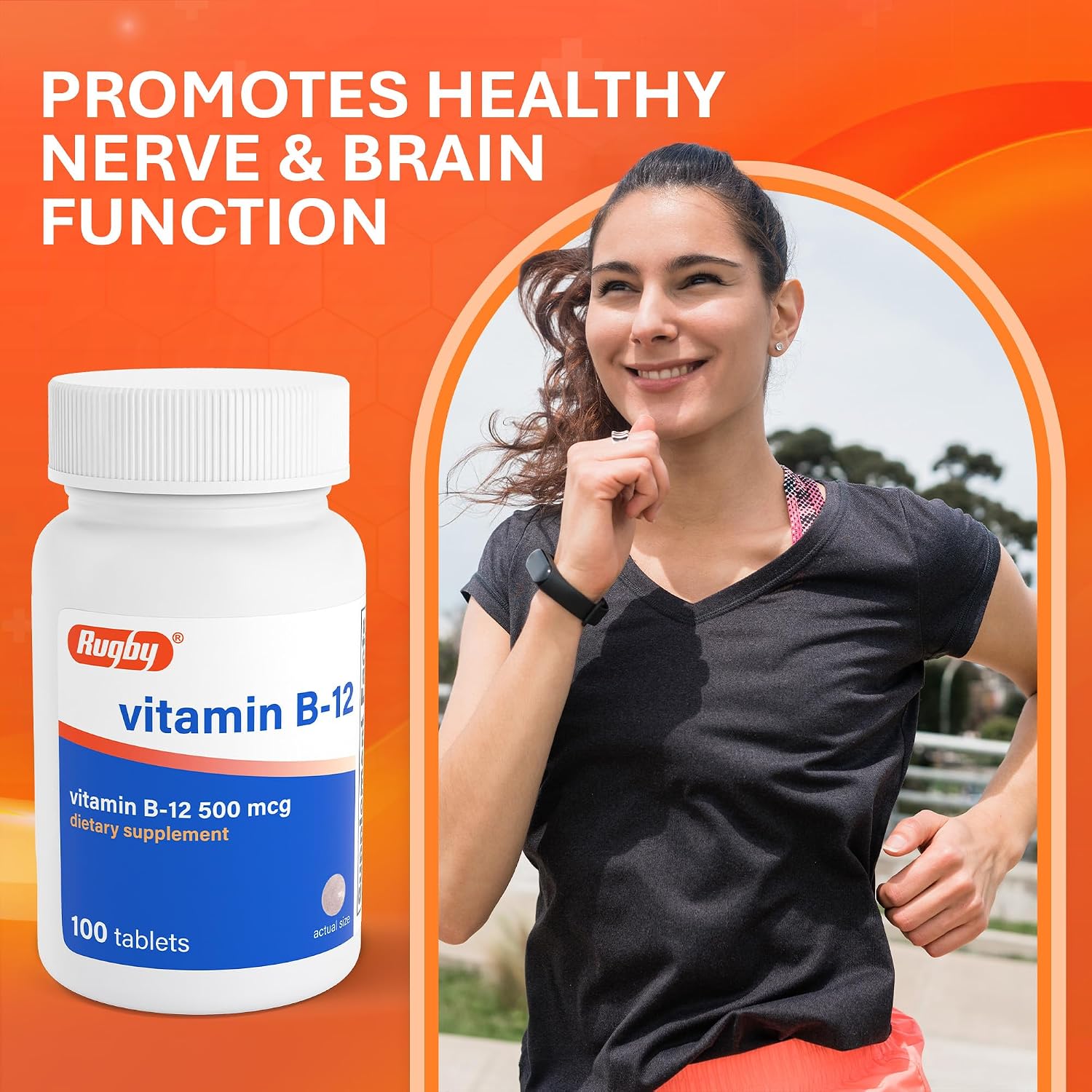 Rugby Vitamin B12 500 mcg Supplement – 100 Tablets - görsel 6