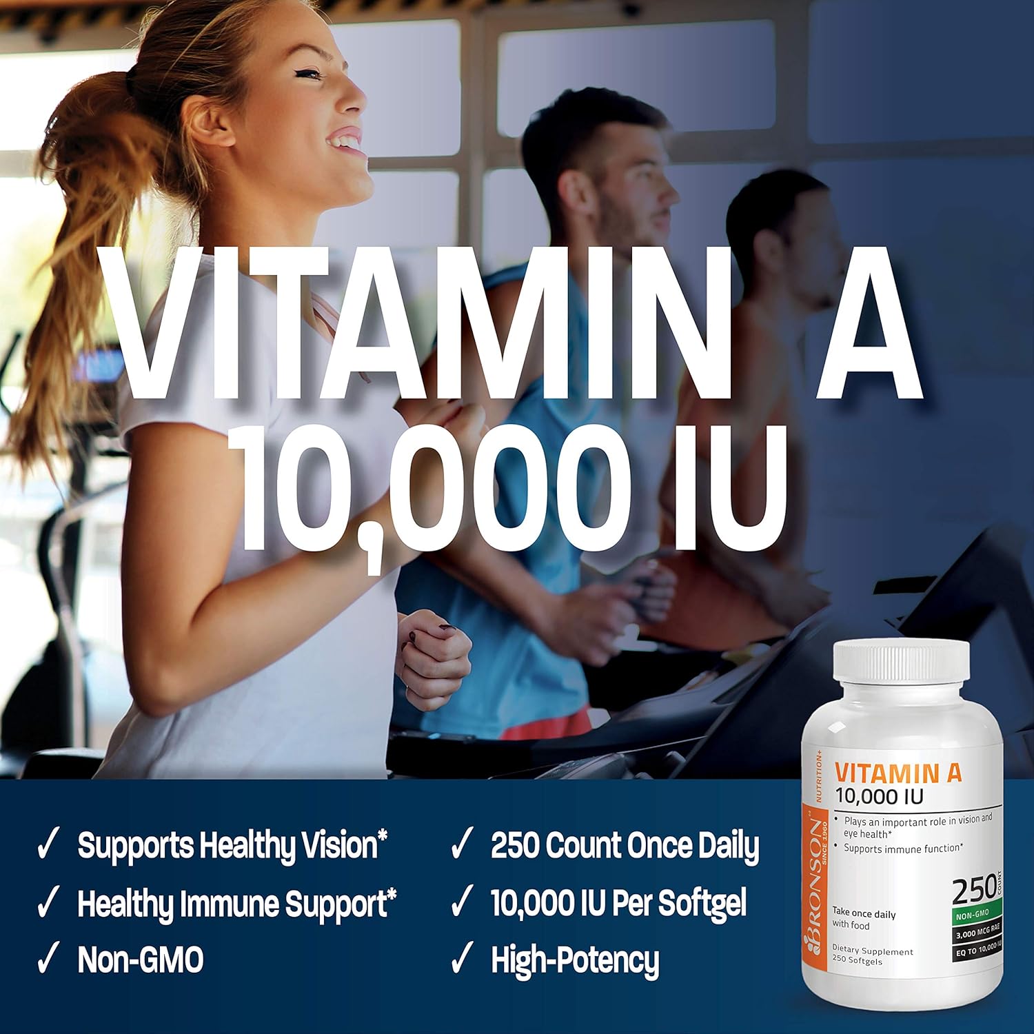Bronson Vitamin A 10,000 IU – Premium Non-GMO Formula, 250 Softgels - görsel 3
