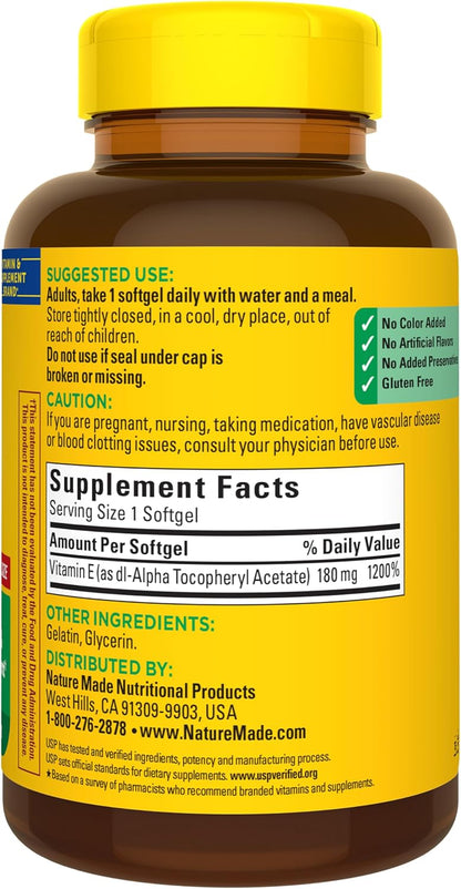 Nature Made Vitamin E 180 mg (400 IU) Softgels, 300 Capsules