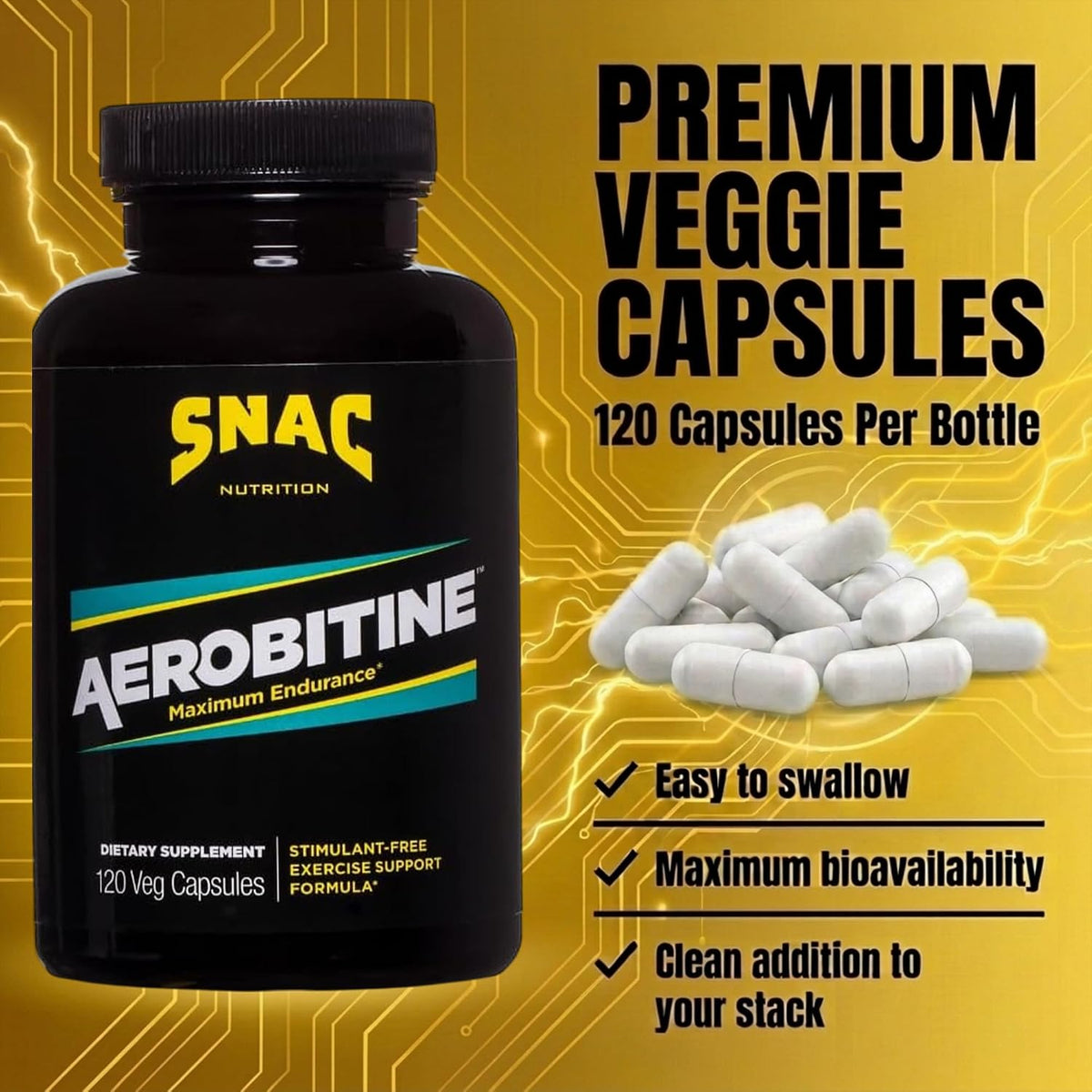 SNAC Aerobitine - Pre-Workout Supplement for Max Endurance, 120 Veggie Caps - görsel 7