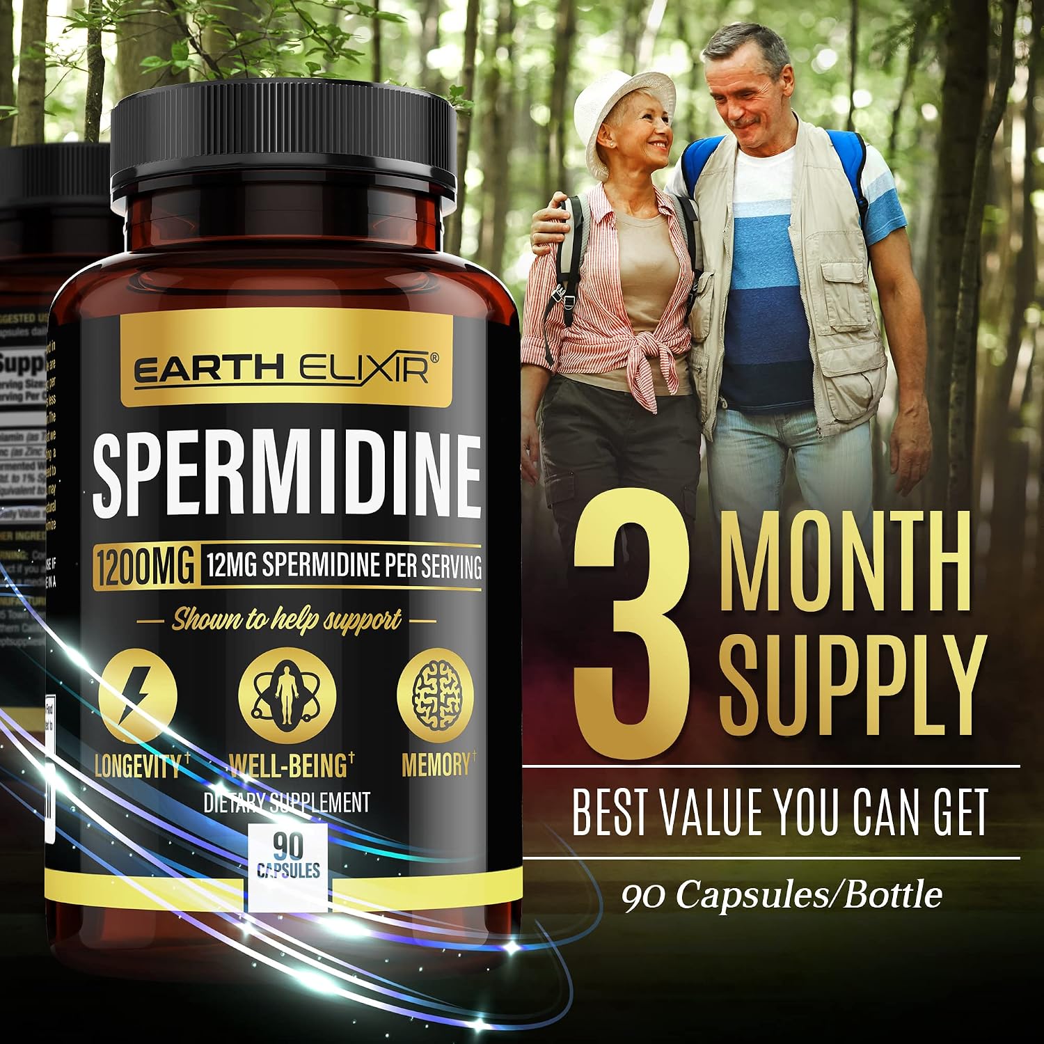 Earth Elixir Spermidine Supplements 1200mg (90 Capsules) – Anti-Ageing – Third-Party Tested (12mg Spermidine Powder) Max Purity – 100% Pure Spermidine – Fermented Wheat Germ Extract – NMN Alternative - görsel 4