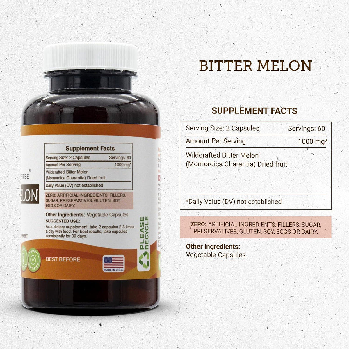 Secrets of the Tribe Bitter Melon 1000 mg, Wildcrafted (120 Capsules) - görsel 3