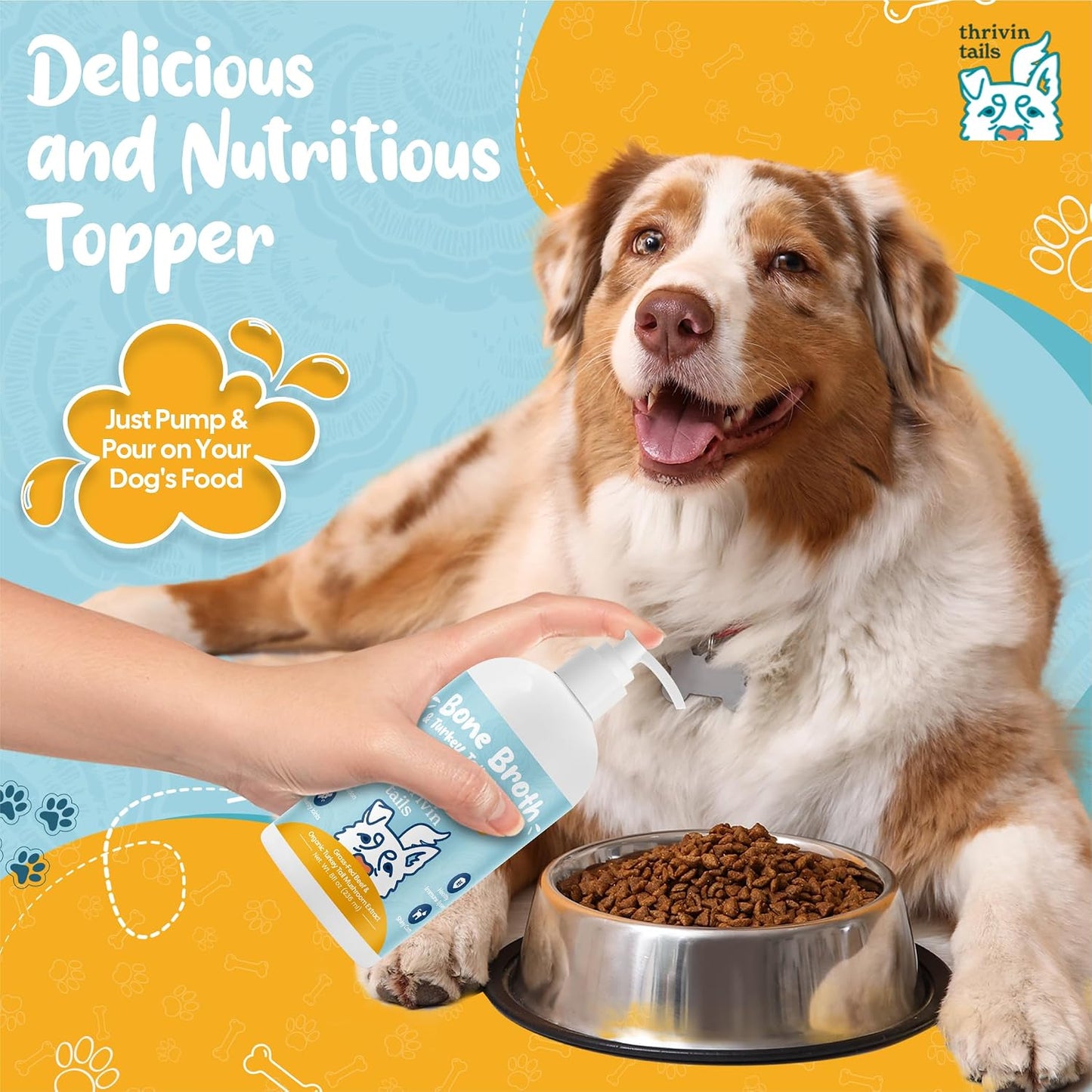 Organic Turkey Tail Mushroom & Liquid Bone Broth Dog Food Topper - görsel 4