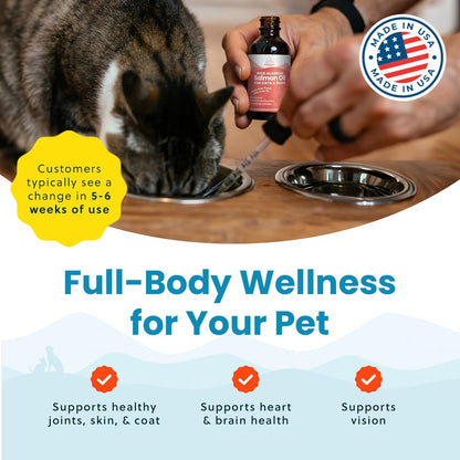 Wild Alaskan Salmon Oil for Cats & Small Dogs - Supports Skin, Coat, Joint & Overall Wellbeing, Pure & Premium with No Fillers, 59 ml