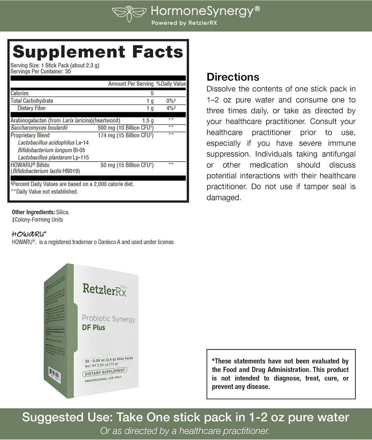 HormoneSynergy Probiotic Synergy DF Plus - 30 Billion CFU with Saccharomyces boulardii and Arabinogalactan - 30 Stick Packs - görsel 6