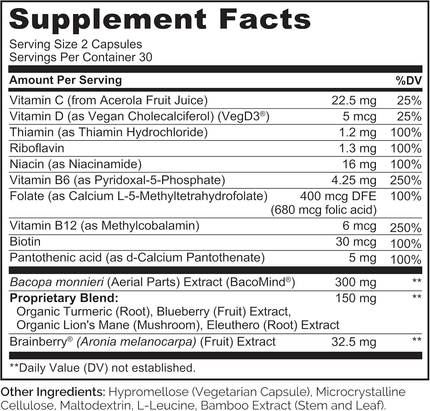 NATURELO Whole Food Brain Supplement for Memory and Concentration Support (Pack of 2) - görsel 3