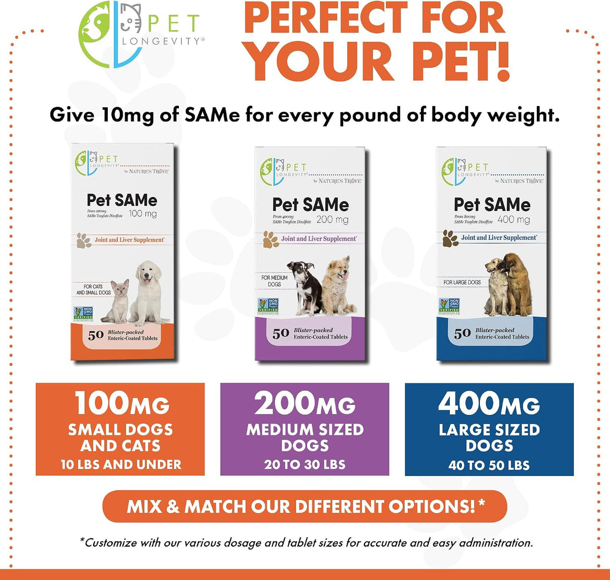 Pet Longevity SAM-e 100 mg – Liver and Joint Support for Cats & Small Dogs – 50 Enteric Coated Tablets - görsel 6