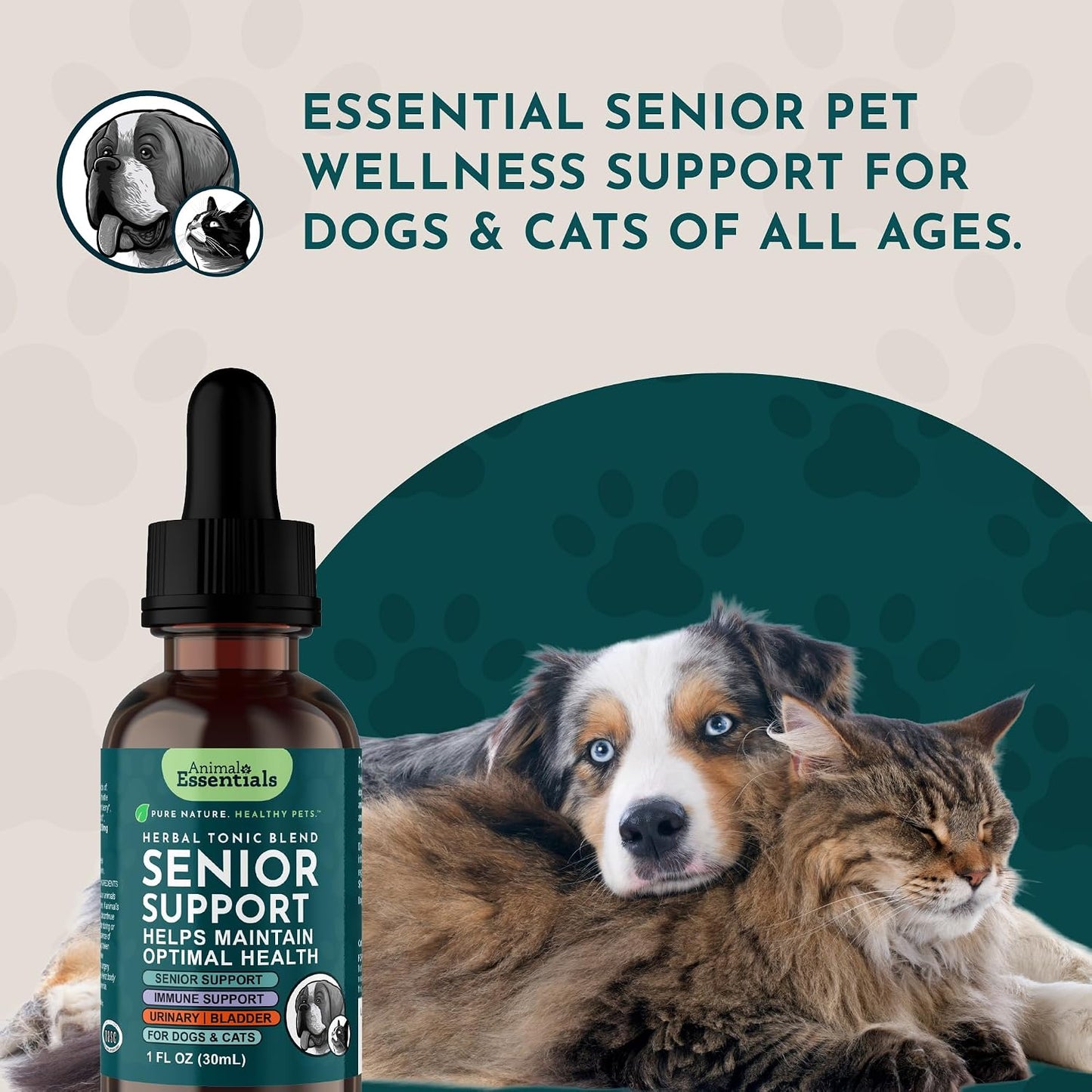 Senior Support for Dogs & Cats Supplement - Milk Thistle, For Older Cats & Dogs, Pet Kidney Support, Herbal Supplement - 60 ml - görsel 8