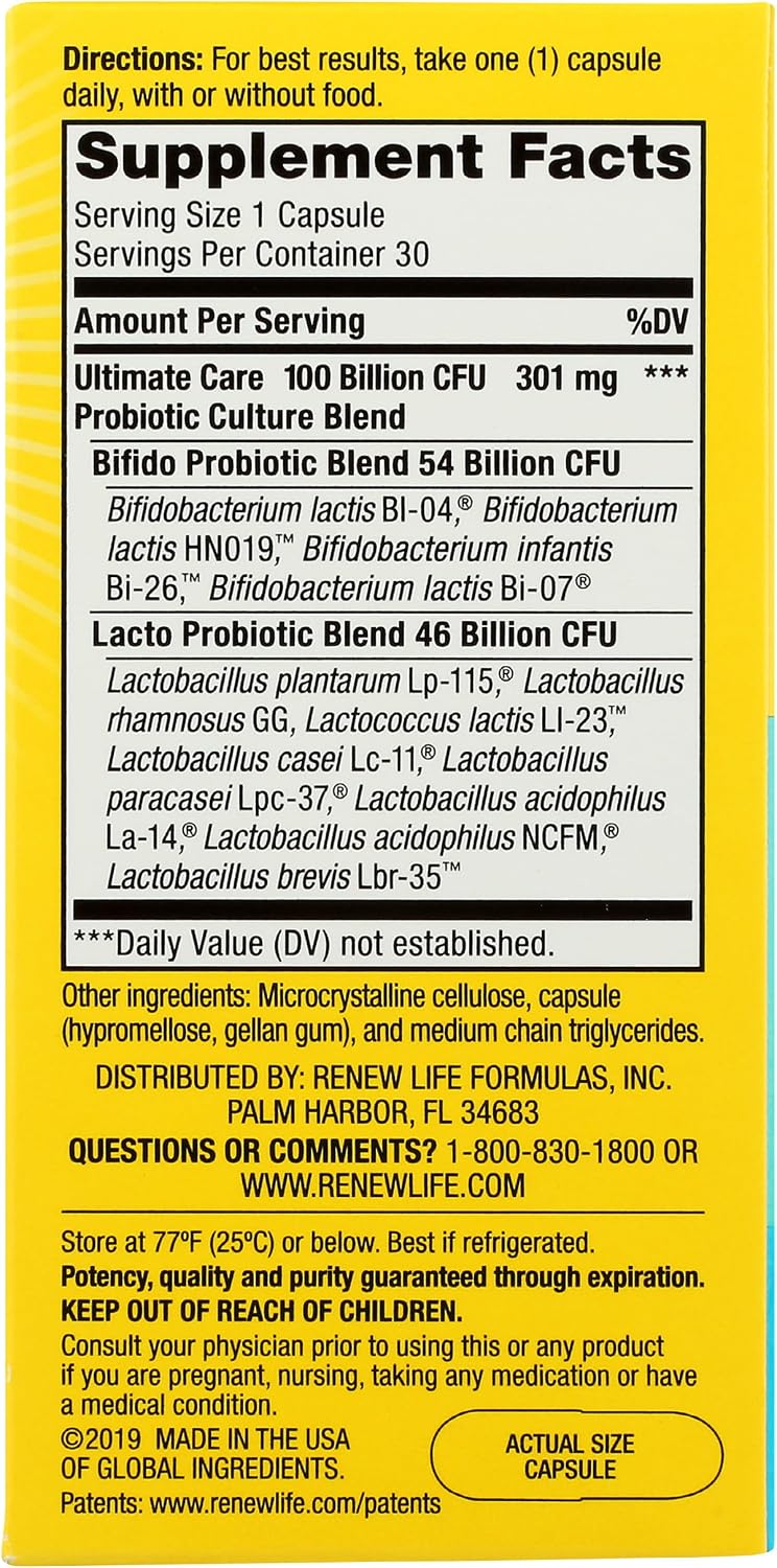 Renew Life Ultimate Flora Care Probiotic 100 Billion – 30 Capsules - görsel 5