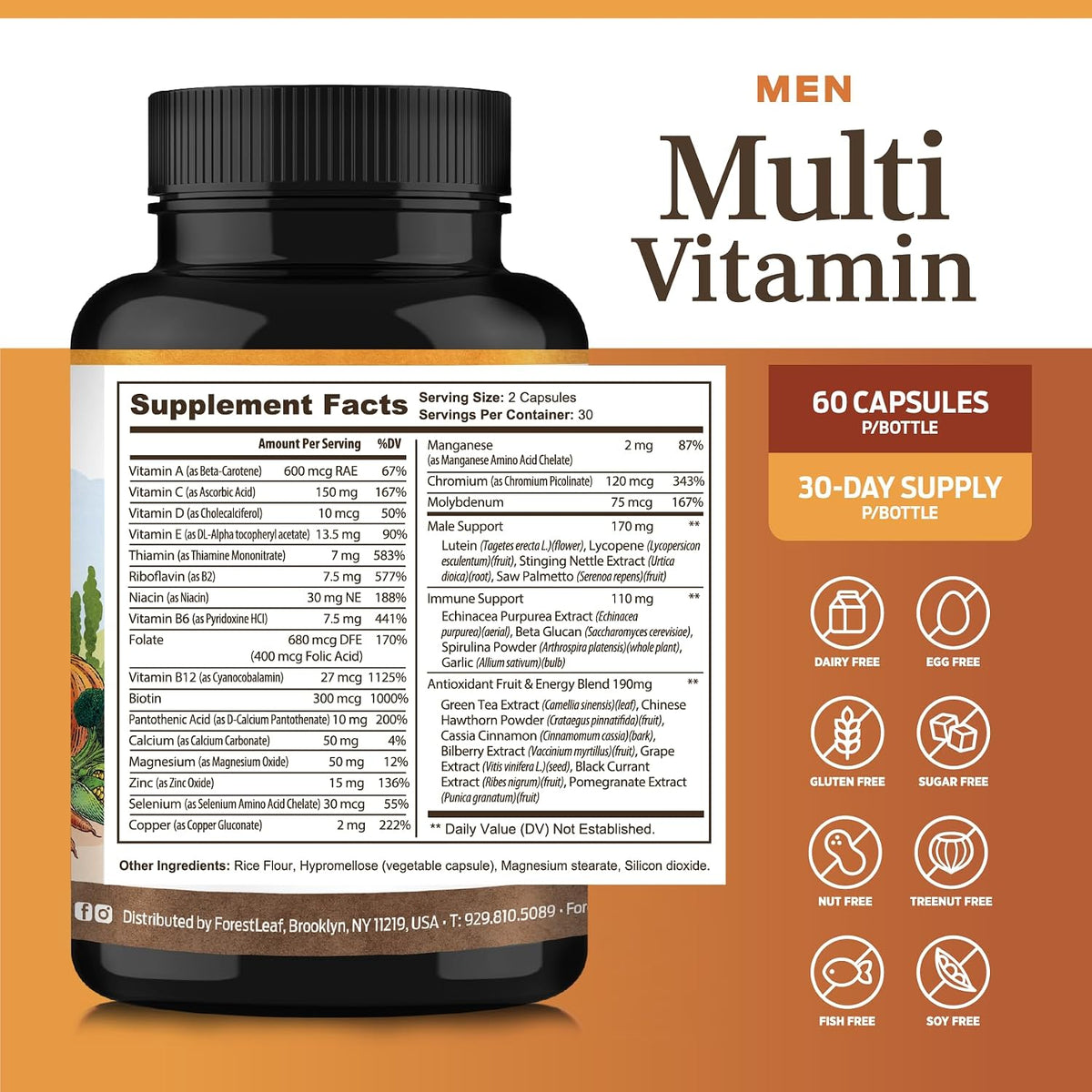 ForestLeaf Daily Multivitamin for Men – Men's Multivitamins & Multiminerals Supplement | 60 Veg Capsules - görsel 4