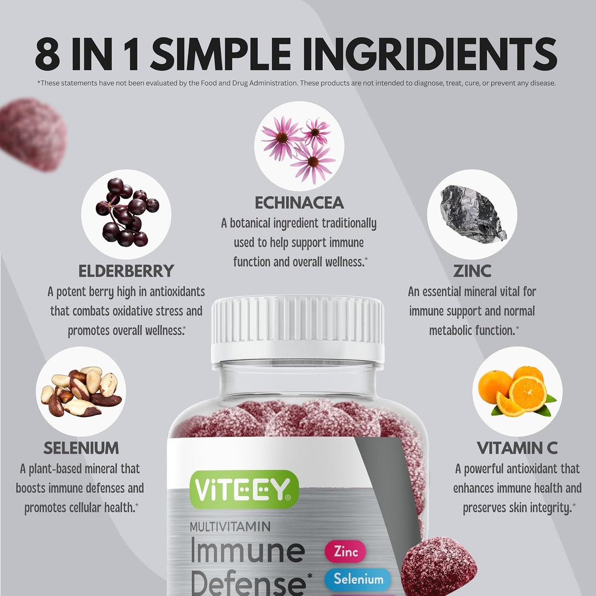 Viteey Multivitamin Gummies 8in1 Immune Support Supplement with Probiotics - görsel 6